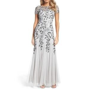 Adrianna Papell Gray Floral Maxi Dress